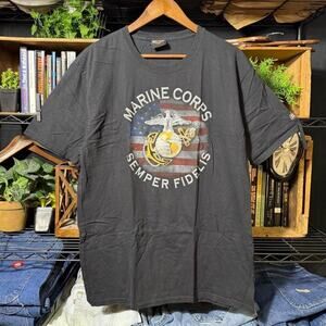 Harley Davidson Marine Corps Biker Tee Black White Motorcycle Shirt Mens Large
